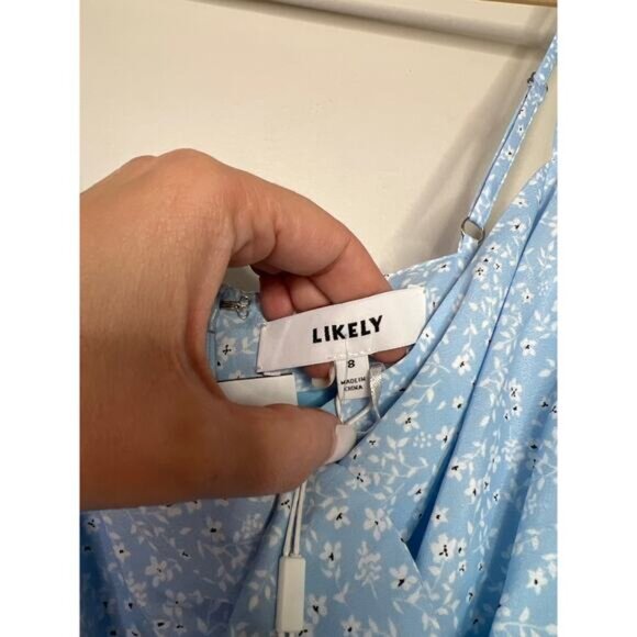 NWT Likely Ruffles Spaghetti Straps Sallie Dress Blue Bell Multicolor Size: 8 - Picture 6 of 9